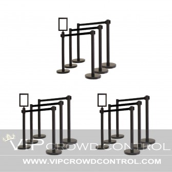 18 Posts Economy Black Retractable Stanchions Package  + Sign Frame