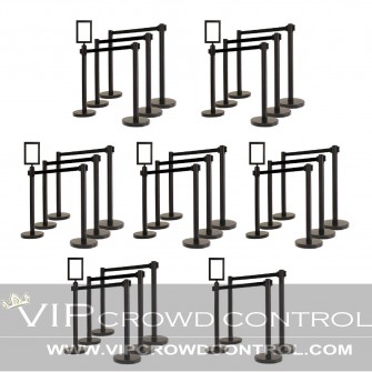 40 Posts Economy Retractable Stanchions Package + Sign Frame