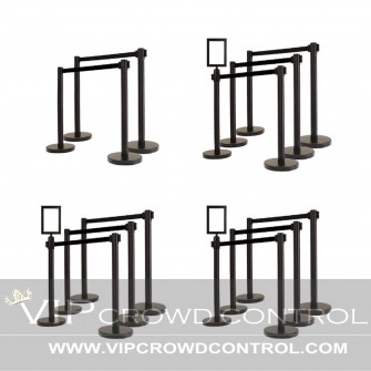 20 Posts VIP Black Belt Stanchion Package in 10' length + Sign Frame