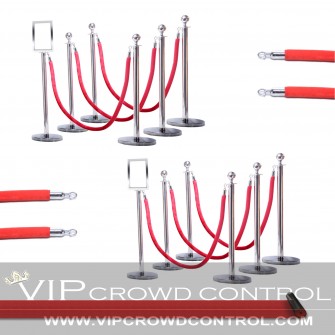 12 Posts Rope Stanchions Package + Red Carpet