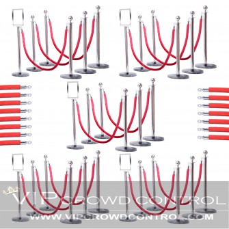 30 Posts Rope Stanchions Package + Sign Frame