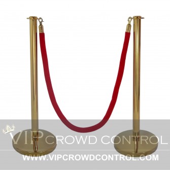 Flat Top Rope Stanchion Set in Dome Base Gold Finish