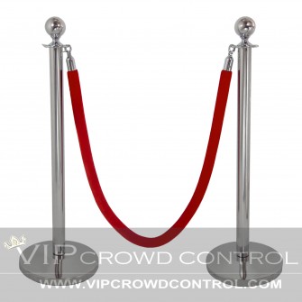 Crown Top Rope Stanchion Set in Dome Base Mirror Finish