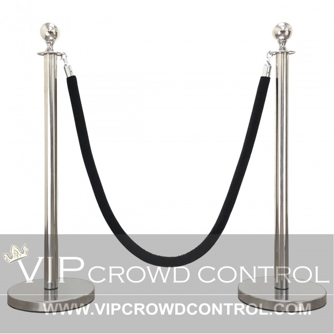 12" FLAT BASE CROWN TOP 10 PCS DELUXE SET ROPE STANCHION MIRROR POLISH S.S 