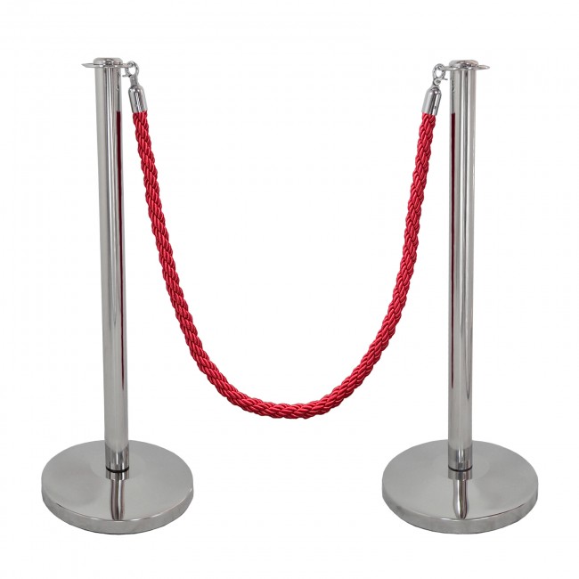 Modular Stanchion Rope Flat Top Rope Stanchion Set in Dome Base Mirror Finish - Decorative ...