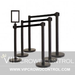 6 Economy Belt Stanchion Set + Sign Frame