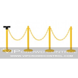 Plastic Stanchion Set with Flat Base (4 pcs) + 32' Chain + Sign Frame