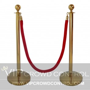 Crown Top Rope Stanchion Set in Dome Base Gold Finish